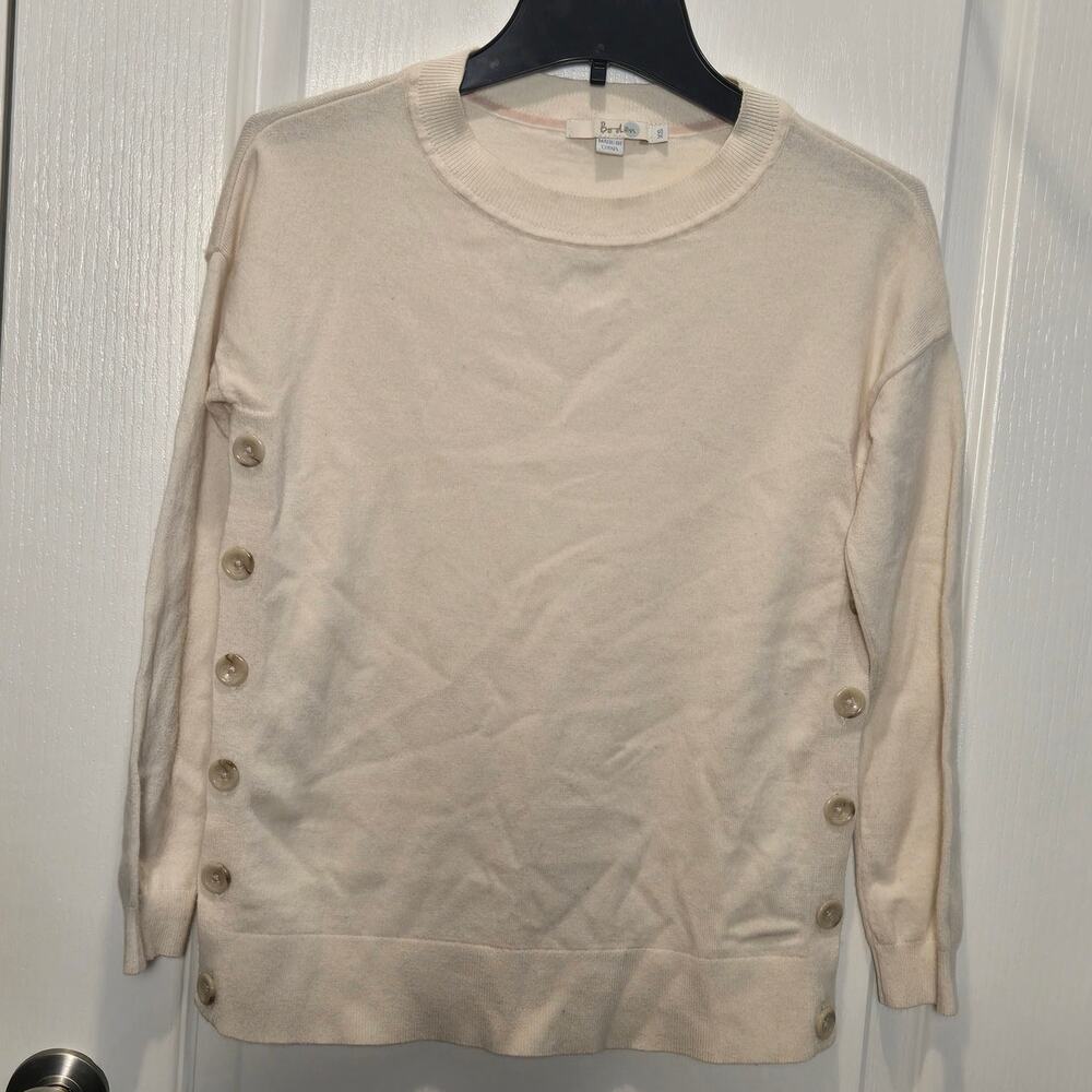 Boden Grace Button Sweater Cream sz XS side buttons